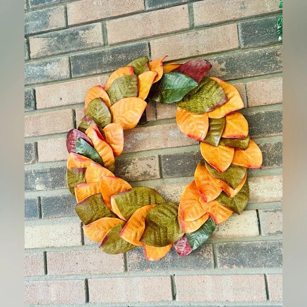 Fall Magnolia Leaves Wreath, 22”
